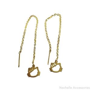 Long Stainless Steel Kitty Earrings